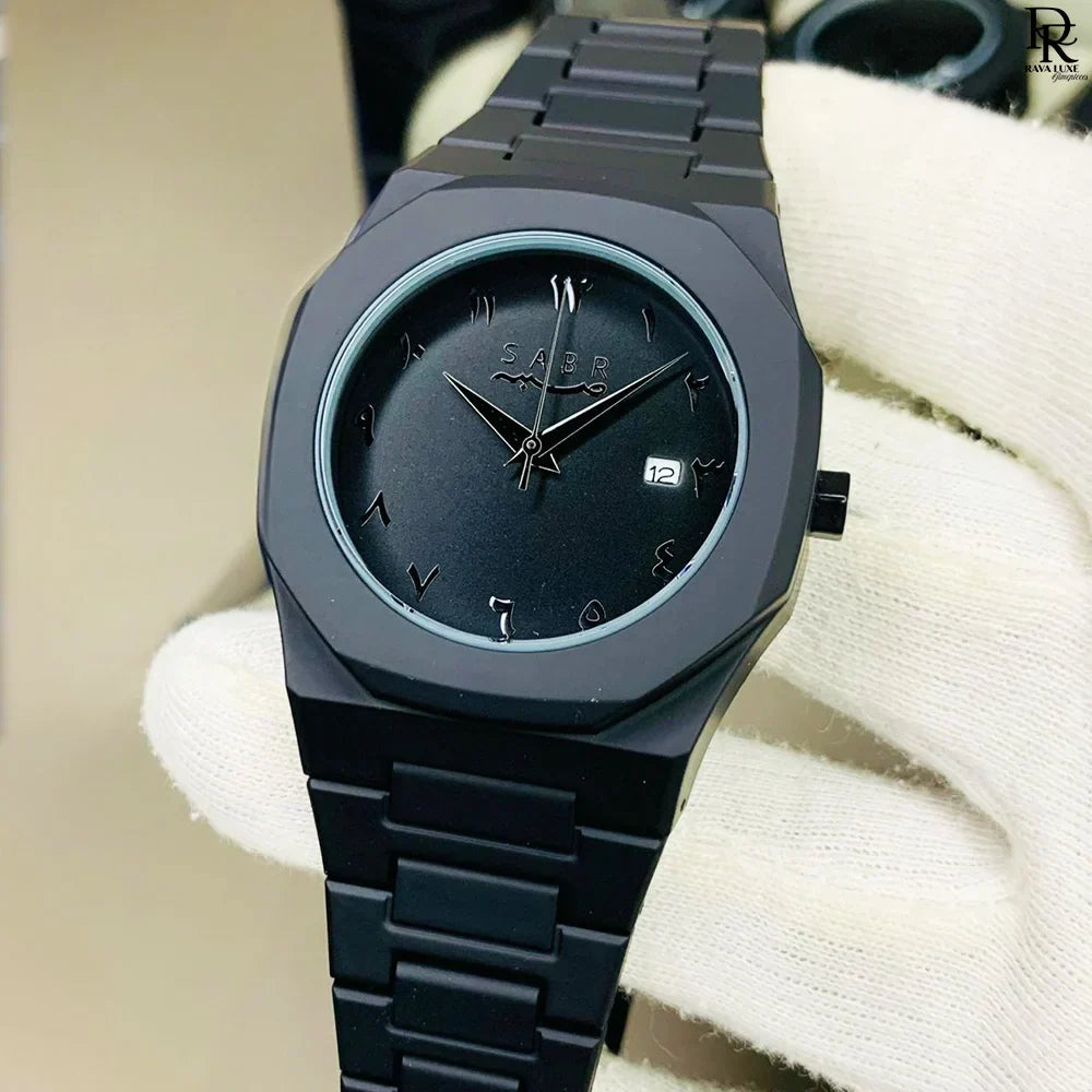 🖤 Black Arabic Aura Watch – Timeless Elegance with Arabic Numerals ⌚✨